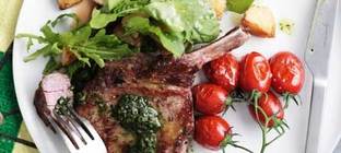 Char Grilled Rib Eye Steak With Marinated Squash & Rocket Salad