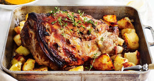 Honey glazed lamb mini roast + potatos